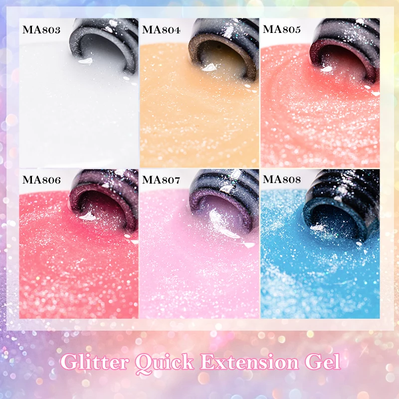MEET ACROSS 7ml White Glitter Quick Extension Gel Nail Polish Solid & Shimmer Effect Builder Gel Semi Permanent UV Gel Nail Art