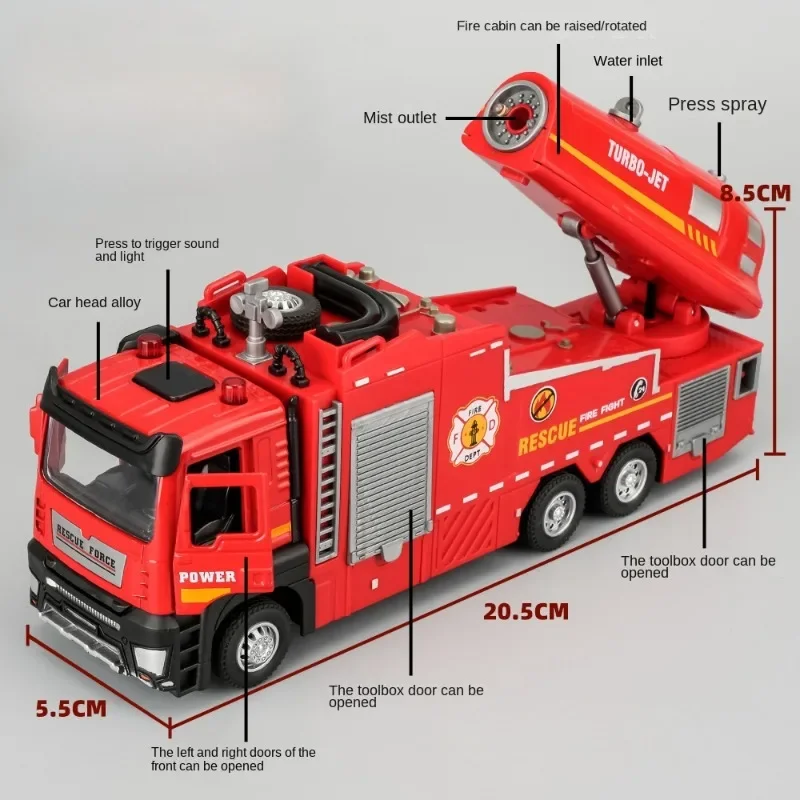 Spray Fire Engine Model Children Car Toy Children Sound Light Diecasts Toy Vehicles Toy for Kids Boy Birthday Gift Fire Truck