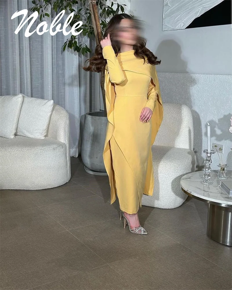 

Noble High Neckline Prom Dress Long Sleeves With Ankle Length Evening Elegant Summer Party Dress For Women2023