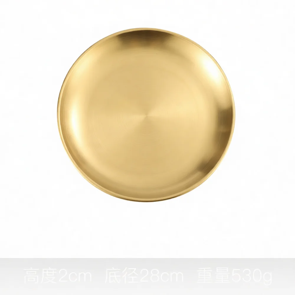 Brushed Brushed Brass Round Dish Decorative Gold Metal Tray Vintage Tableware Food Serving Plate Home Restaurant Accessory - Aliexpress Deal