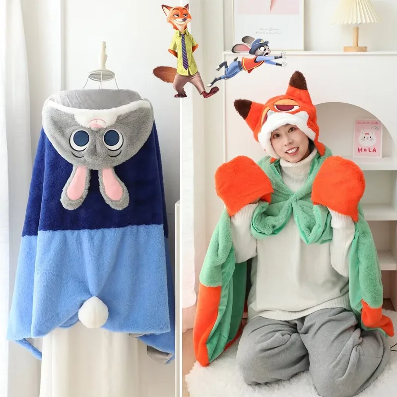 

Disney Zootopia Judy Blanket Anime Cosplay Costume Hoodie Cloak Shawl Lady Winter Warmth Flannel Lazy Casual Office Nap Blankets