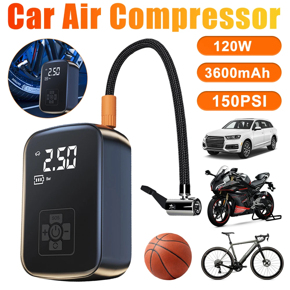 Electric Air Compressor Motorcycle Air Pump Inflatable Tire Inflator Car Tyre Inflator For Bicycle Ball Motorbike Auto Bike Pump