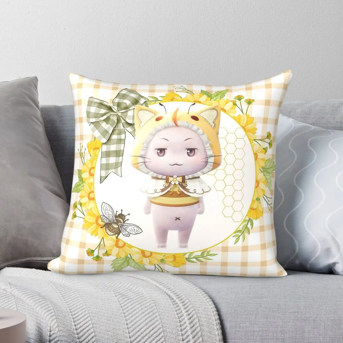 Momo Infinity Nikki Pillowcase Polyester Linen Velvet Pattern Zip Decor Throw Pillow Case Room Cushion Cover