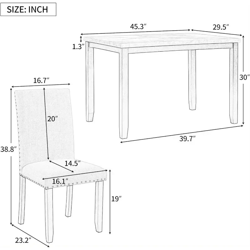 Dining Table Set, Kitchen Dining Table Set for 4, Wood Table and Chairs Set, Room Set for Kitchen/Home