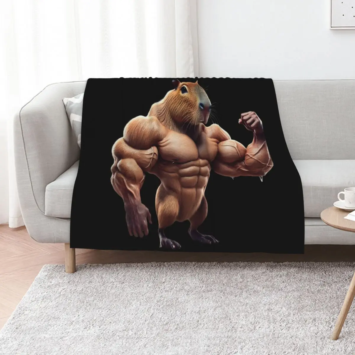 

Muscular capybara Throw Blanket For Decorative Sofa Bed covers blankets and throws Large Blankets