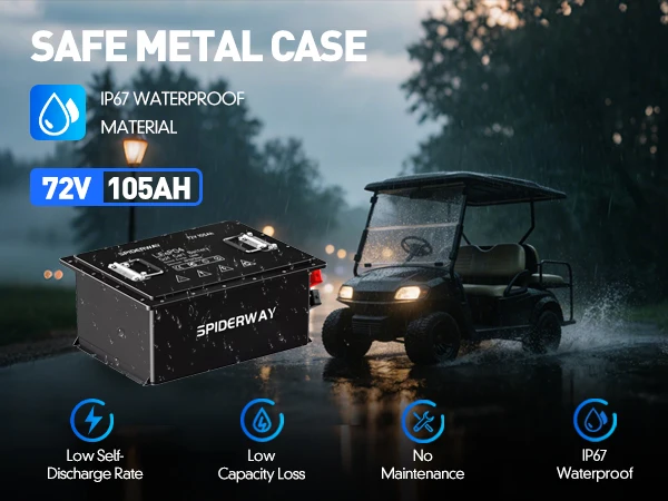 (US Stock) 72V 105Ah LiFePO4 Lithium Battery W/ Charger for Golf Cart Solar Marine Off-Grid