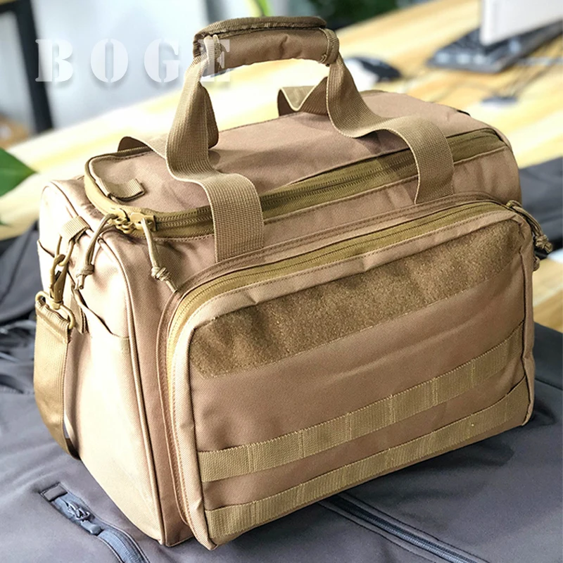 

Tactical Range Bag Molle System 600D Waterproof Gun Shooting Pistol Case Pack Khaki Hunting Accessories Tools Sling Bag Camping