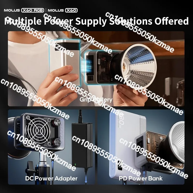 

Suitable for photography lighting APP control video portrait shooting X60 60W RGB video light with grip battery