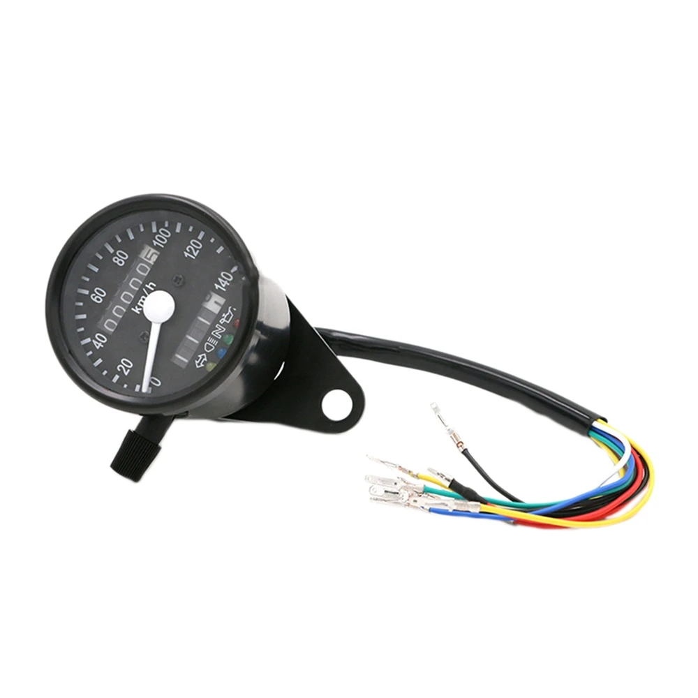 12V Motorcycle Speedometer Odometer Gauge Dual Speed Meter LED Indicator Light Pit Dirt Bike Scooter Tachometer Black