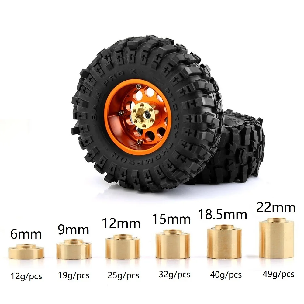 4pcs Brass 12mm Wheel Hex Hub Widen Adapter for 1.9 2.2 Wheel Rim 1/10 RC Crawler Axial SCX10 Traxxas TRX4 Wheel Counterweight