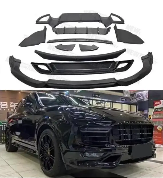 

For Porsche Cayenne 958.2 2014 2015 2016 2017 PP Matte Black Bumper Front Lip Rear Diffuser Trunk Spoiler Body Kit