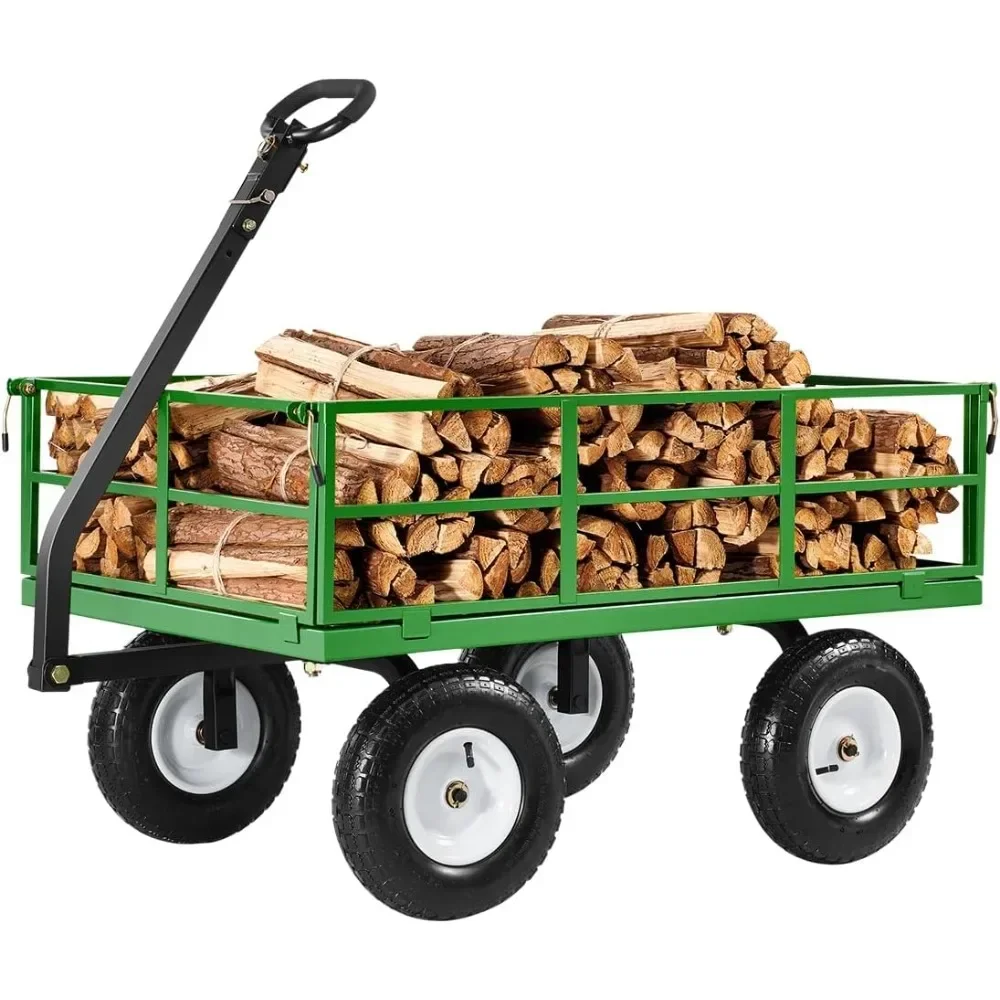 

Прочная стальная садовая тележка емкостью 1200 фунтов, прочная выдвижная дворовая тележка, многоцелевой уличный металлический универсальный прицеп