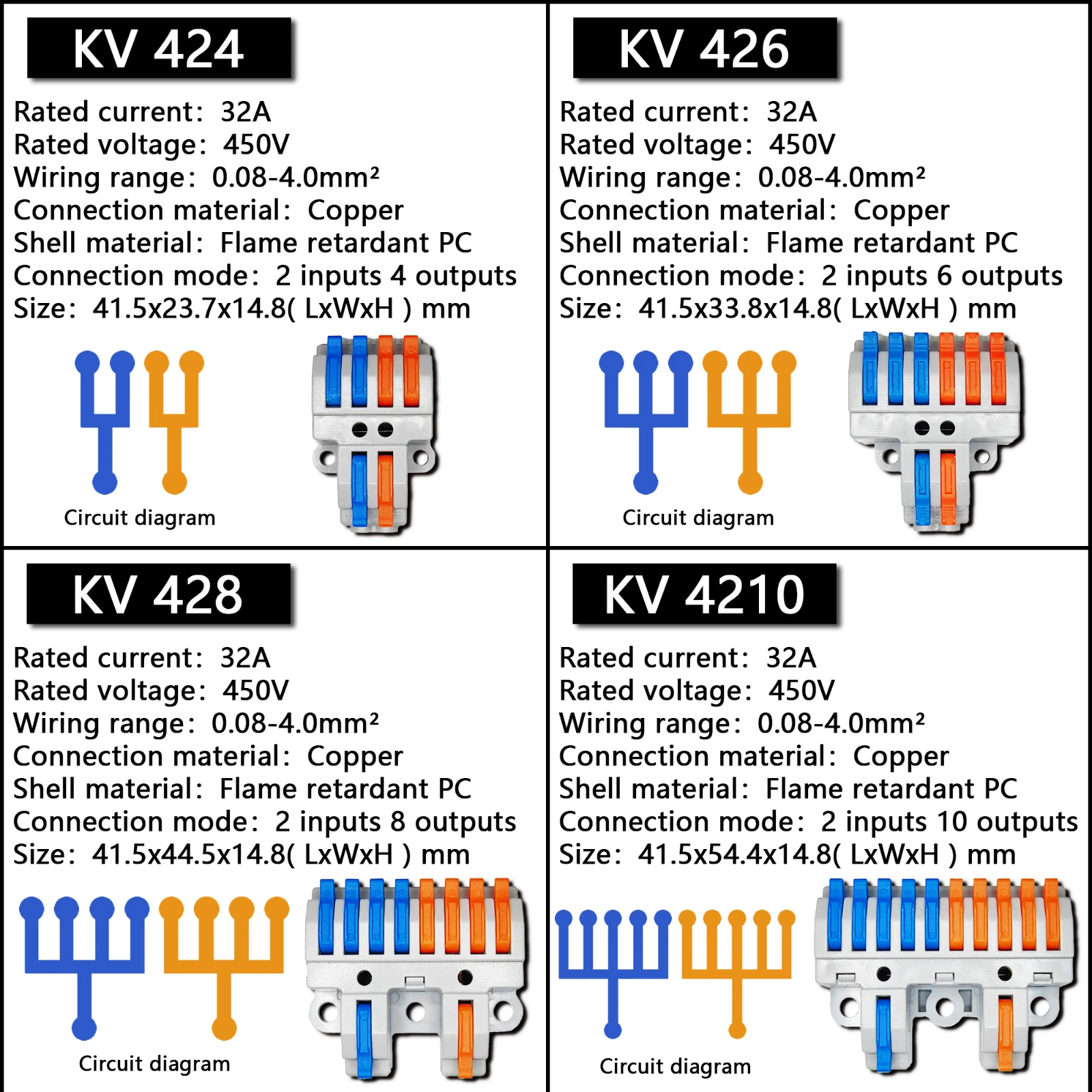 Wire Connectors 424 Docking Cable Conectors Fast Universal Wiring Compact Conductors Push-in Terminal Block LED 2-15PIN