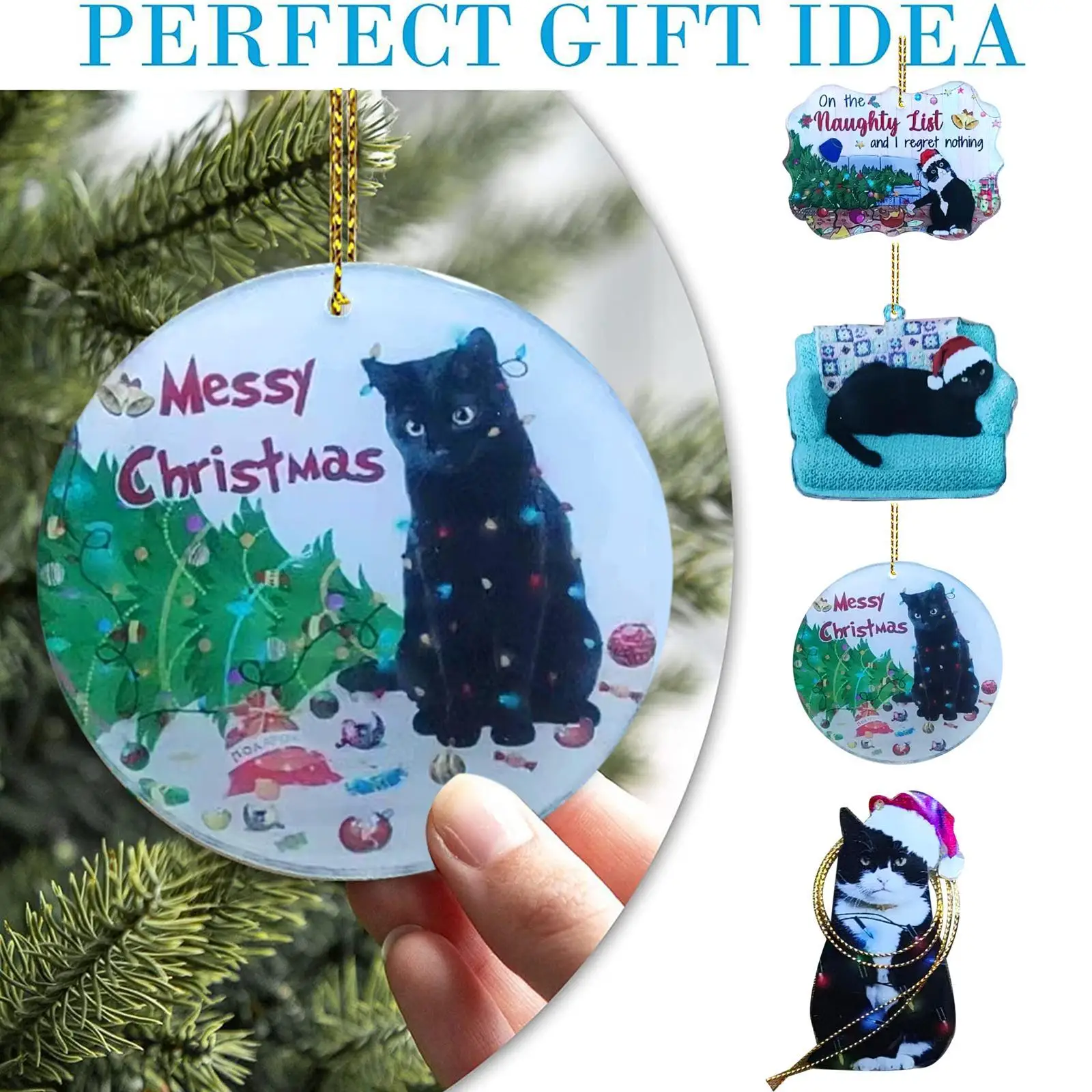 For Xmas Black Cat Pendant Christmas Party Decoration Cat Hanging Christmas Tree 2023 Ornaments Ornament Christmas Decoration