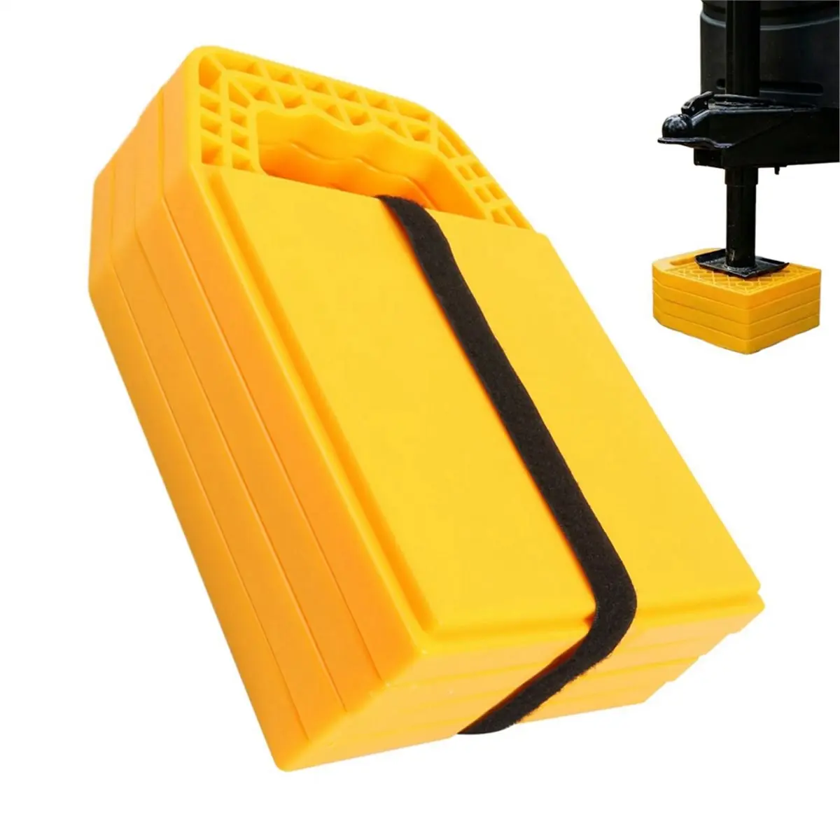 HAPPY EVER Heavy Duty RV Jack Pads 4PCS Anti Slip Stabilizing Blocks for Trailer Leveling Crane Outrigger Tow Truck Support Base
