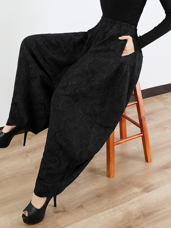 

Свободные широкие брюки-харланы из хлопка и льна для женщин, весна-осень, с высокой талией, длинные, утягивающие, фасон «фонарик», повседневные