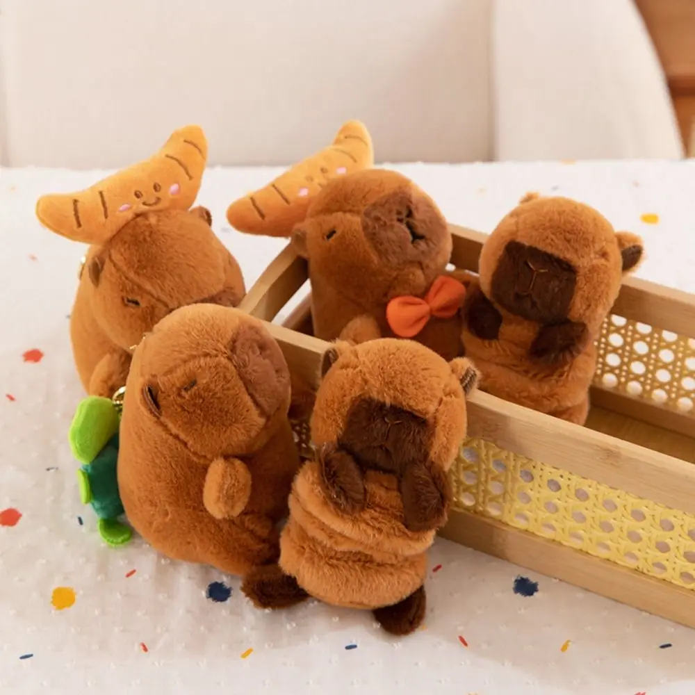 신축성 있는 카피바라 봉제 키체인과 거북이 만화 봉제 커플 키체인 10cm 회전 가능한 카피바라 봉제 인형 커플