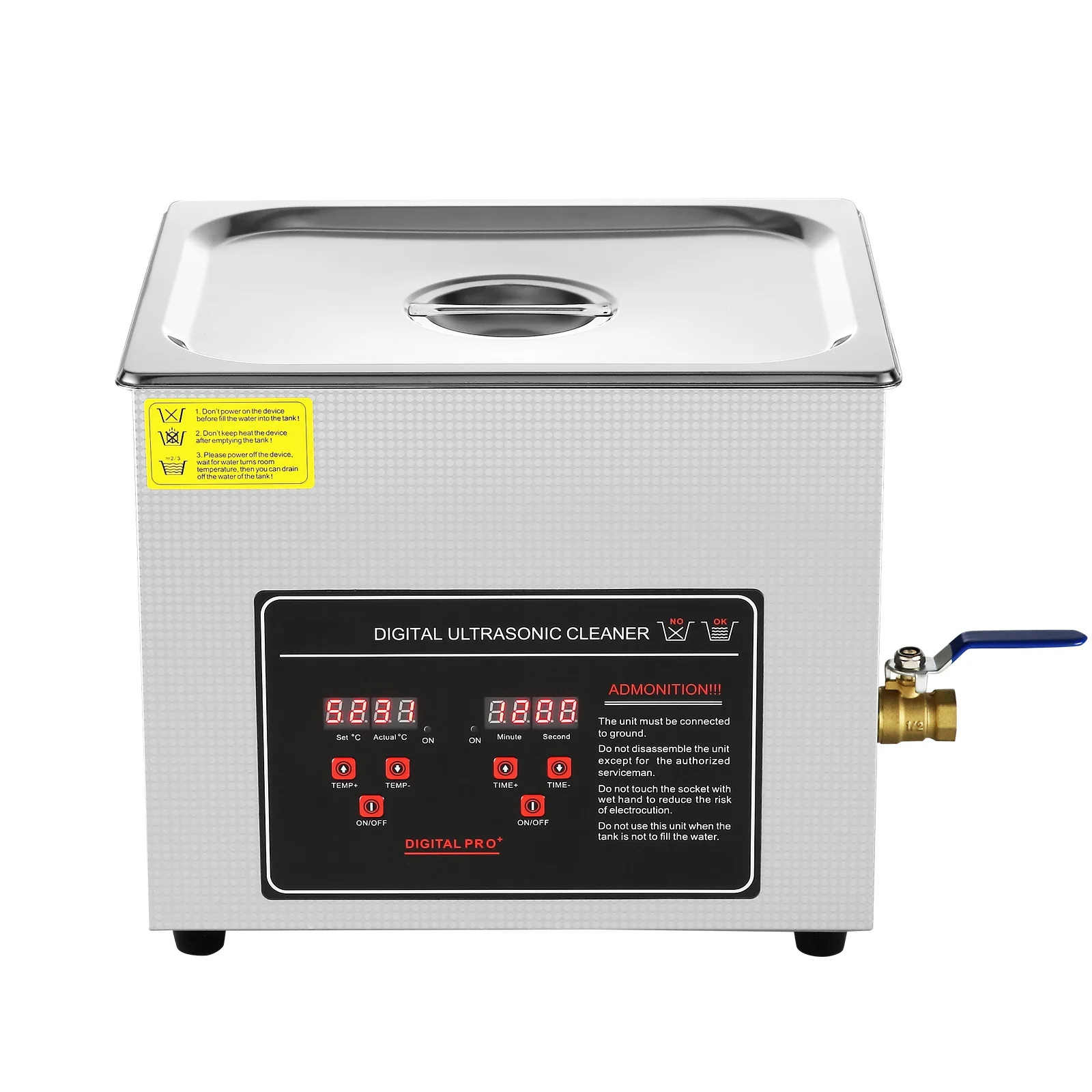 Ultrasonic Cleaner with Digital Timer & Heater, Stainless Steel Heated Cleaning Machine for Glasses Watch Rings Small Parts Circuit Board (10L), Professional Ultra Sonic Jewelry Cleaner
