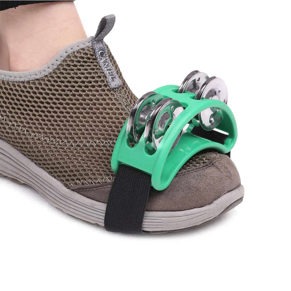 

Foot Tambourine Musical Instrument Green Nickel-Plated Jingle Bells Compact ABS Body Elastic Strap Ideal for Acoustic Sets Jam