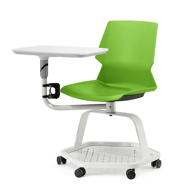 Personnalisé.Meubles d'école de bureau chaises de formation en classe avec chaise en plastique à roulettes avec bloc-notes