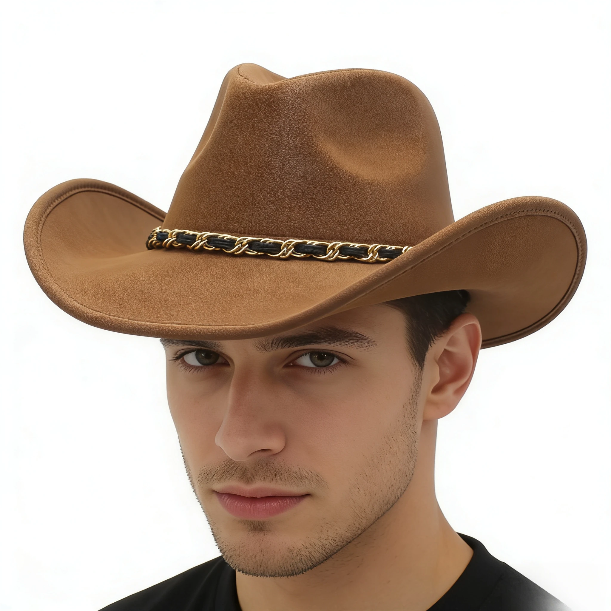 

Мужская всесезонная модная ковбойская шляпа — персонализированная шляпа из искусственной кожи (56–58 см) с металлическим ремешком-цепочкой