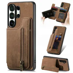 Zipper Leather Magnetic Back Case for Samsung Galaxy S26 Ultra S25 S24 S23 FE S22 S21 S 22 23 24 Plus 25 26 Pro 5G Walet Cover