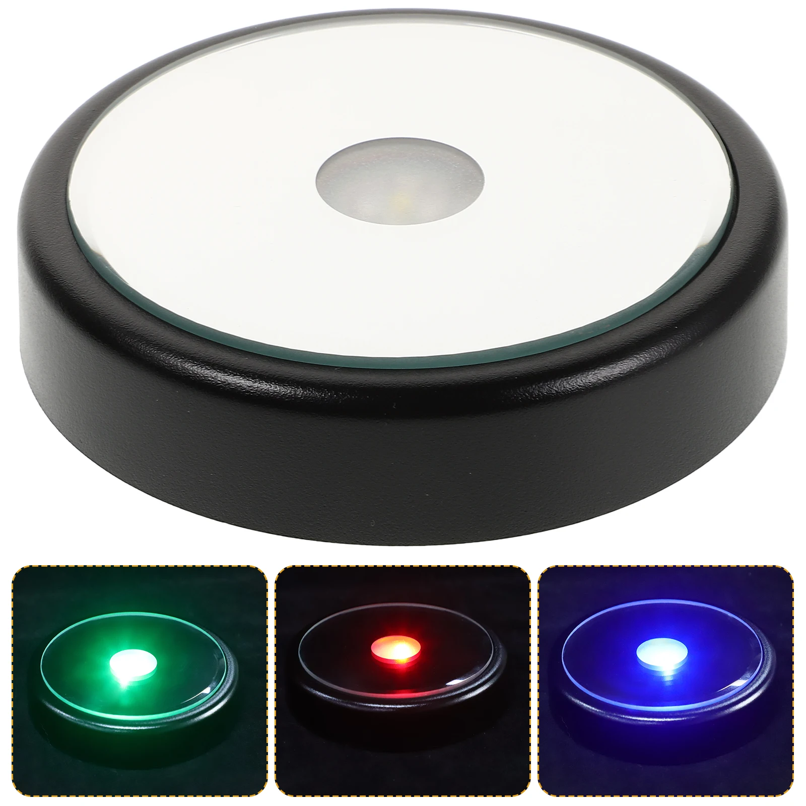 Alas Kristal Display LED Multi-Warna, Dudukan Pajangan Bercahaya untuk Figur Batu Kaca 3D, Berubah Warna
