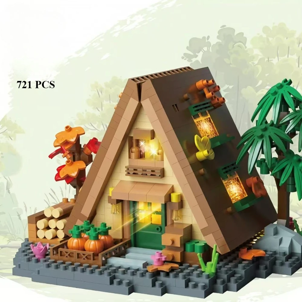 MOC Miniature Forest Wooden Tree House Bouquet Building Blocks Set Windmill Flower Cabin Villa Toys For Children Birthday Gifts
