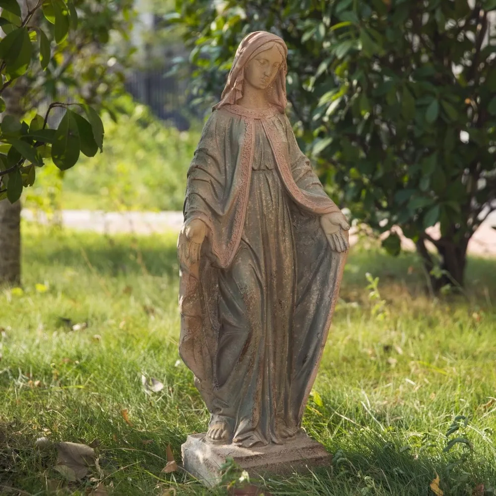 

Virgin Mary Garden Statue Outdoor Sculpture H31.1inch Patio Yard Decorative Figurine Indoor Entryway Hallway Decoration