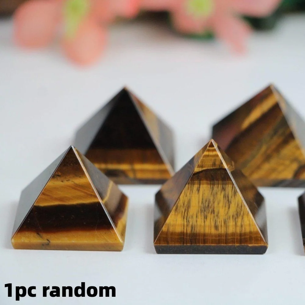 Yellow Tiger Eye Stone Pyramid Meticulously Crafted From Yellow Tiger Eye Stone for Office Desk Decoration