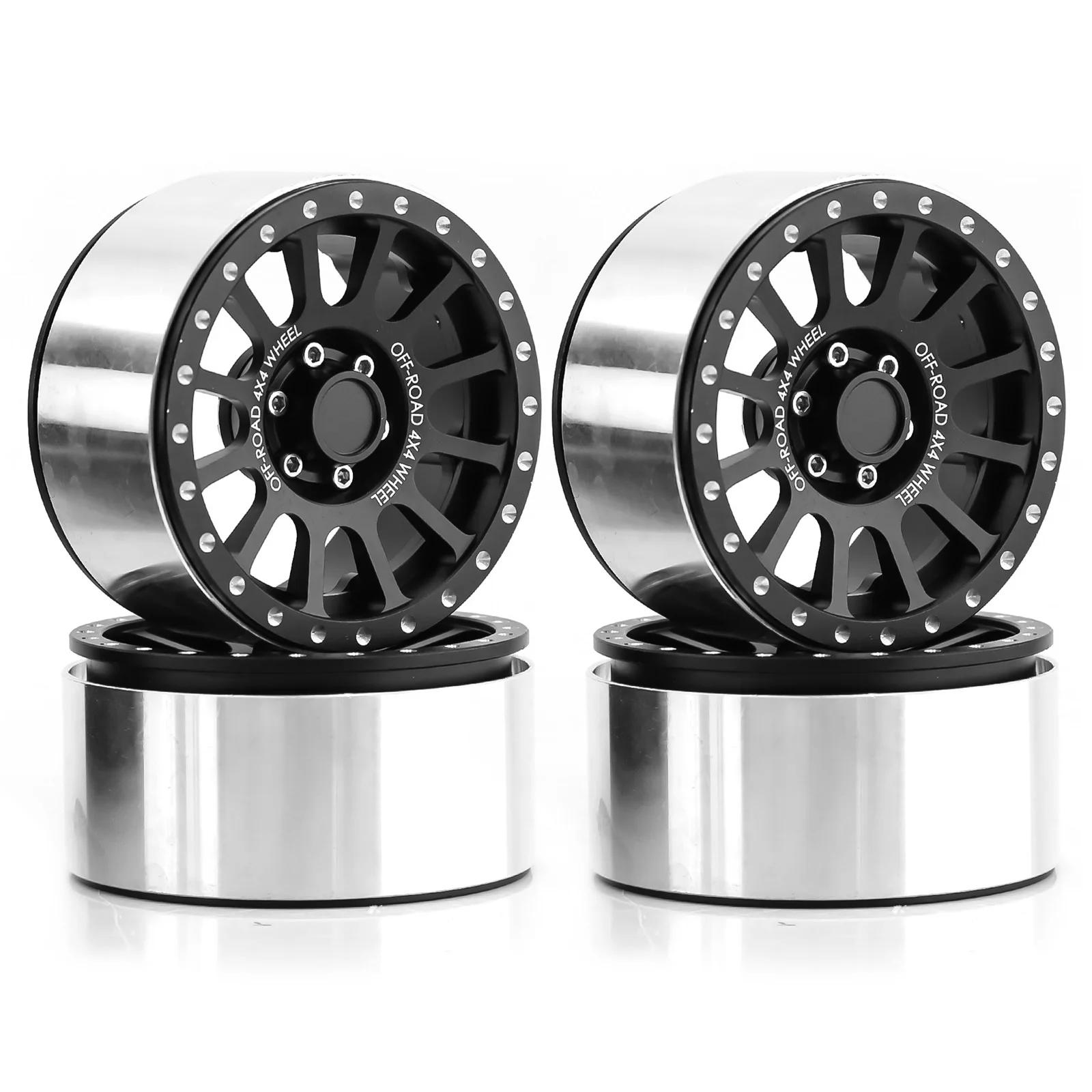 

4pcs 2.6" Metal Beadlock Wheel Rim Wheel Hub for 1/8 1/10 RC Crawler Car Axial SCX10 Wraith RR10 Capra TRAXXAS TRX4 YK4082