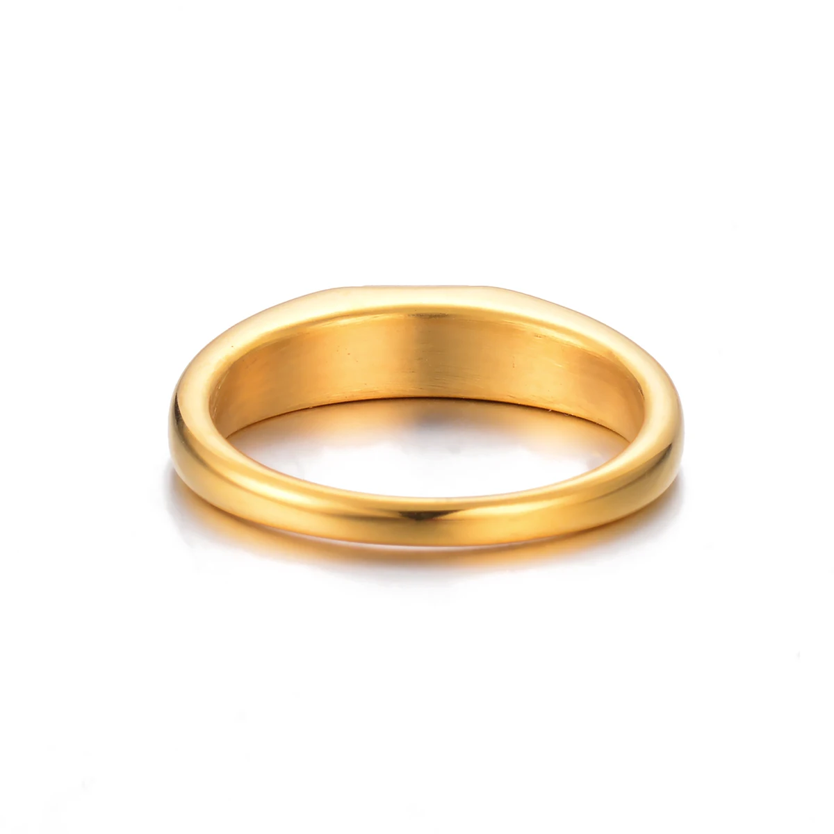 Minimalist Women\'s Ring with Cubic Zirconia Simple Elegant Female Golden Finger Accessory Charm Stainless Steel Jewelry