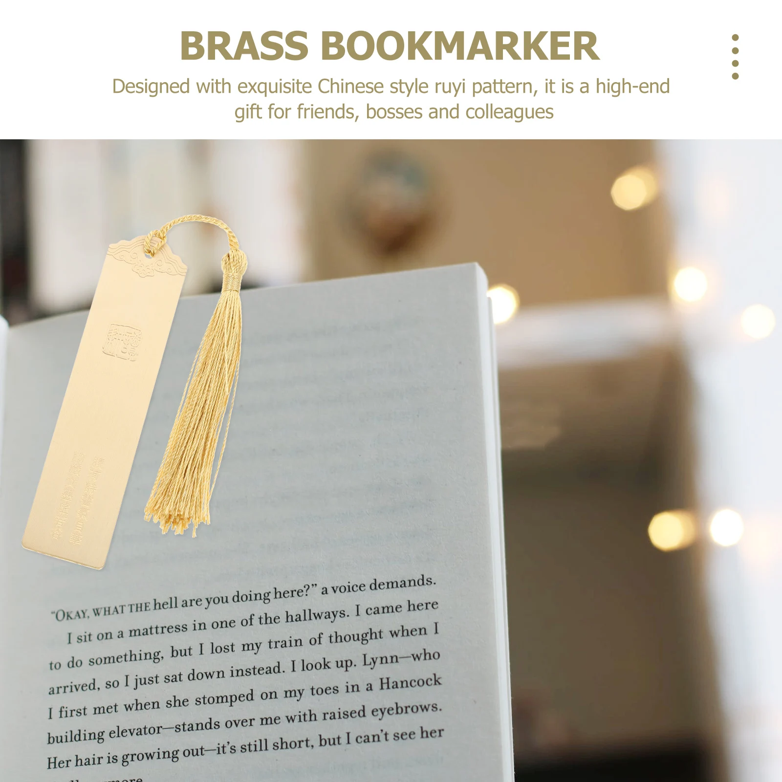 

1pc Metal Bookmarker Set Brass Material Chinese Style Ruyi Pattern Delicate Souvenir Perfect Gift Bookmark