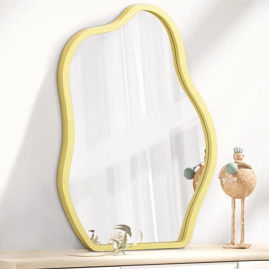 

Асимметричное зеркало в деревянной раме для стены, уникальное современное настенное зеркало в форме облака, художественный декор для спальни
