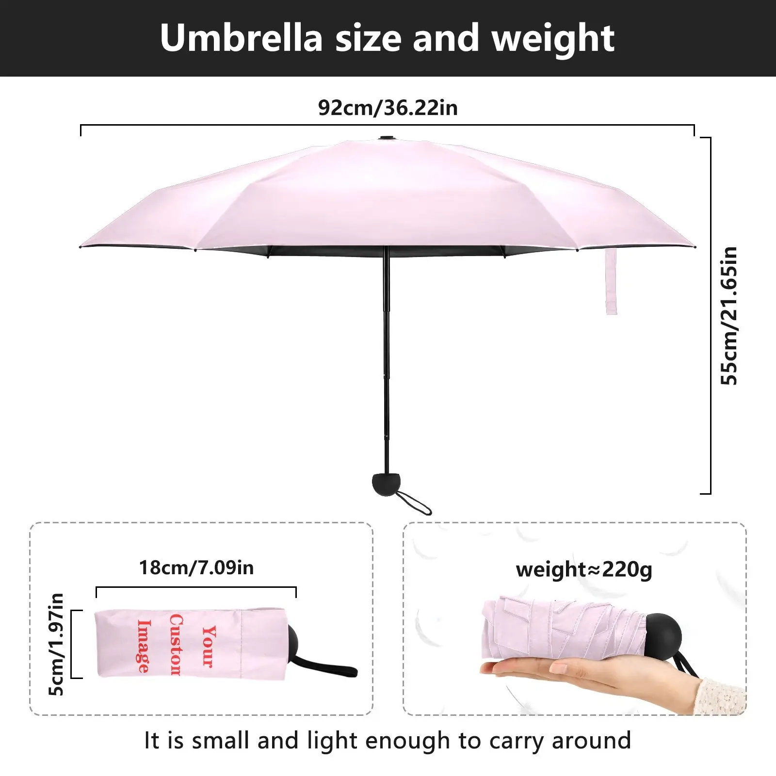 Lightweight Pocket Mini Umbrella Personalized Custom Women Anti-UV Sun Protection Five Folding Umbrella Compact Portable Parasol