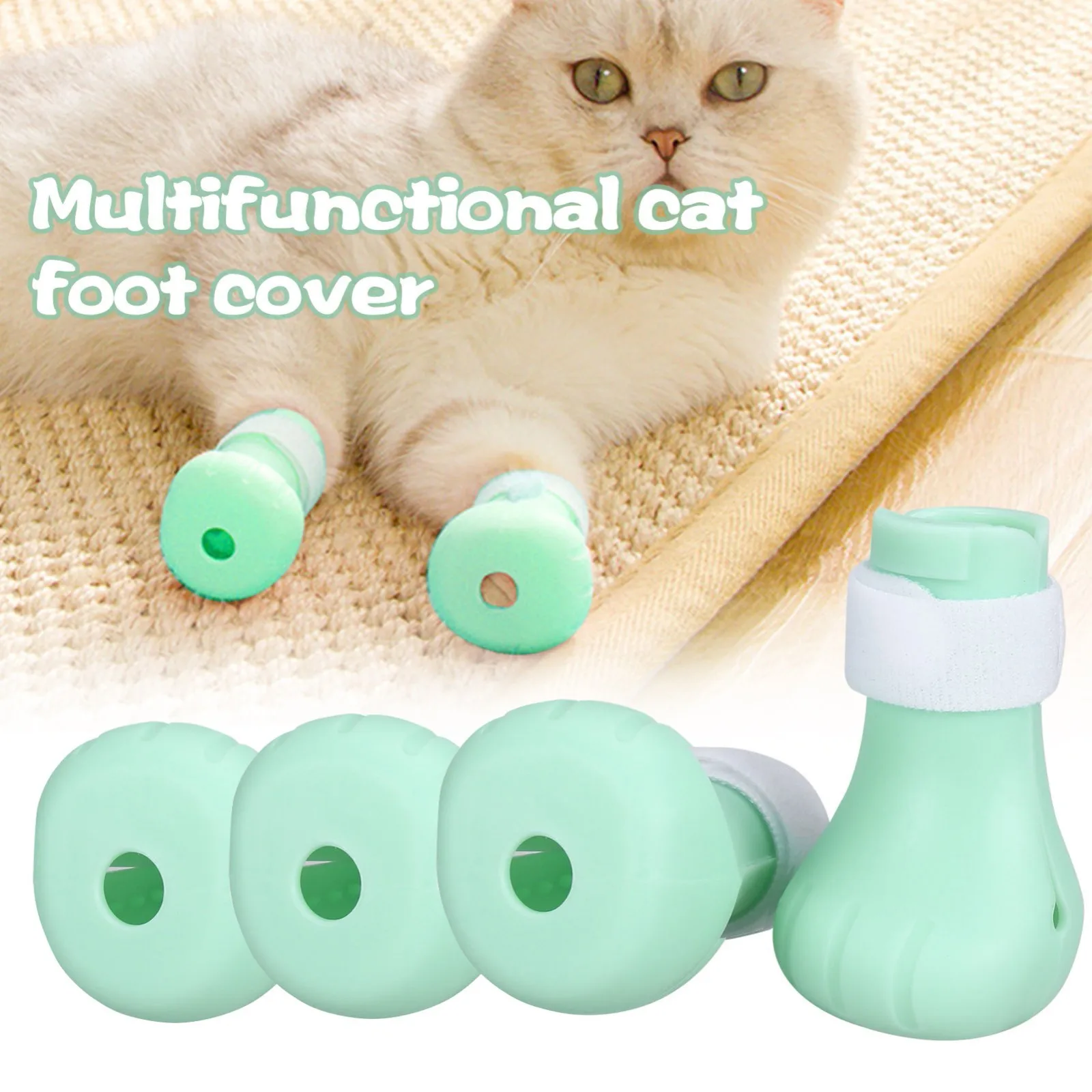 4Pcs/set Adjustable Anti-scratch Cat Foot Shoes for Grooming Bath Washing Claw Paw Cover Protector Pet Grooming Tools