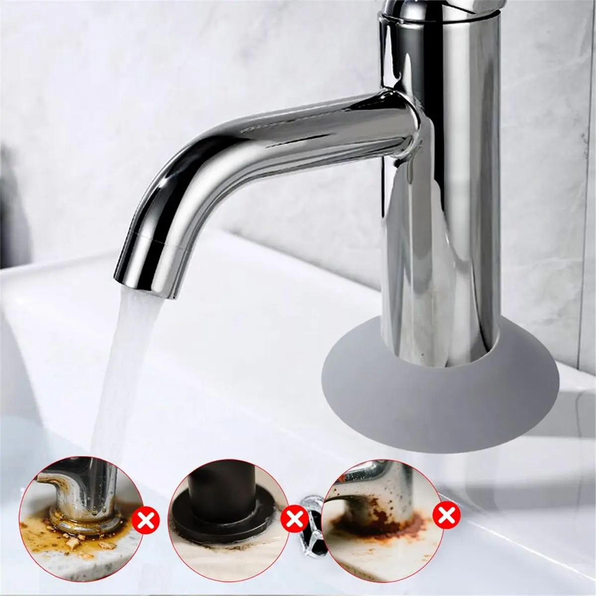 Small Sink Faucet Splash Handle Drip Guard Mat Silicone Pad Protectors Behind Draining for Kitchen Accessories 4PCS