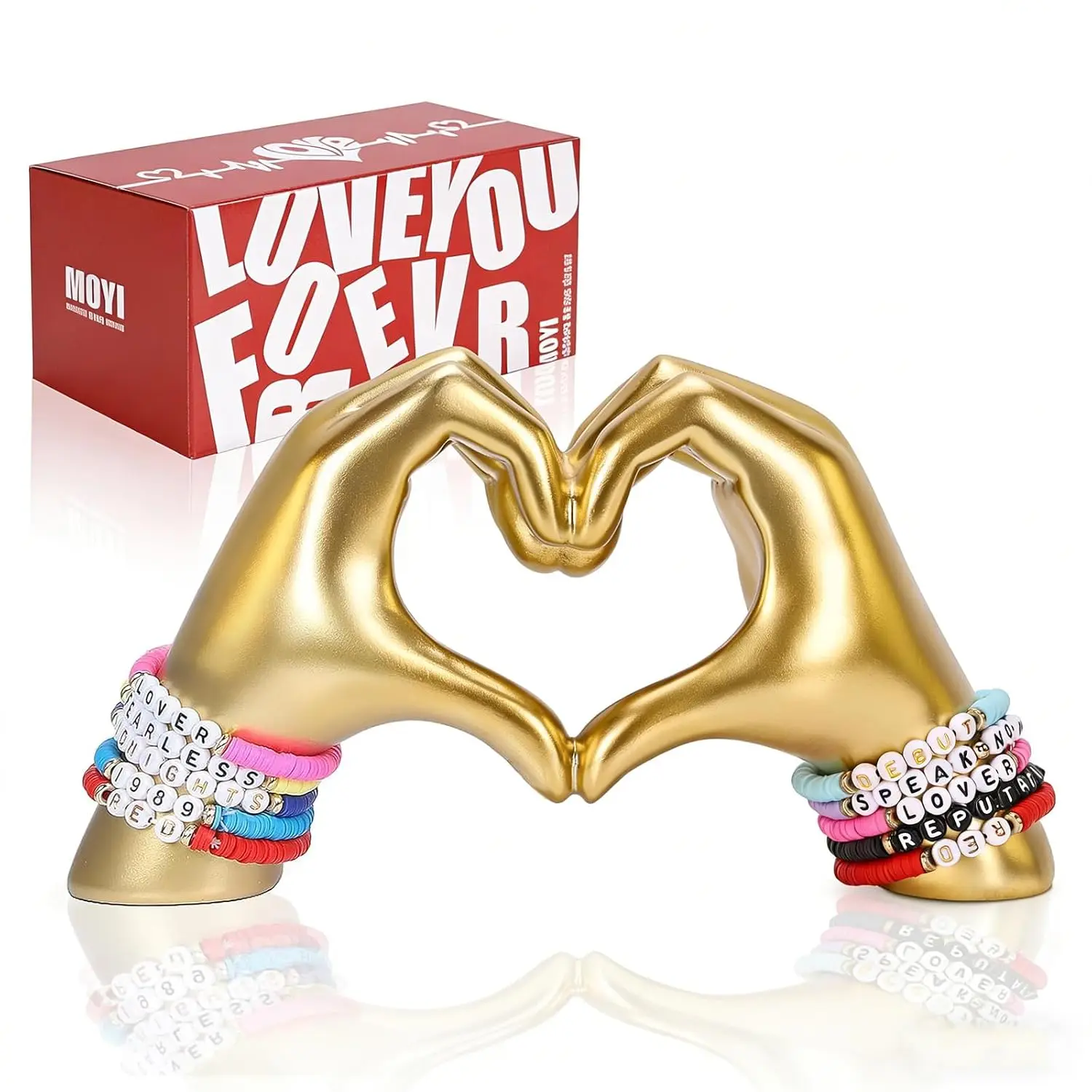 Large 9.8 Inches Heart Hands Sculpture Gold Decor, Fans Gift Merch Accents, Customized
