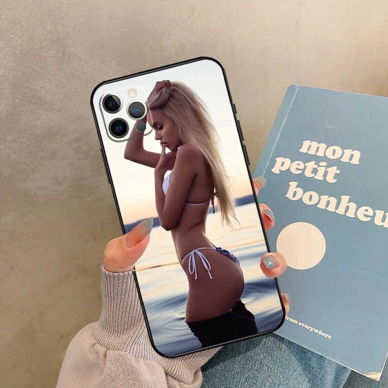 حافظة فتاة بيكيني للشاطئ لهاتف آيفون 17 Air 15 14 13 12 11 16 Pro Max 13 mini XR 15 16 Plus 16e غطاء خلفي شل