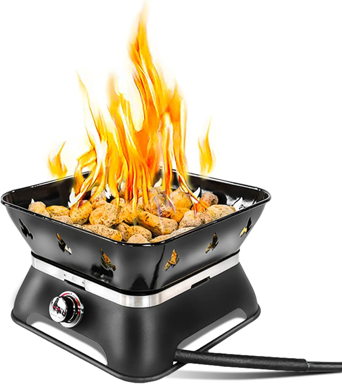 Outdoor Smokeless Propane Fire Pit, Propane Material, Black Color, with Cover & Carry Kit, 58,000 BTU for Patio and Camping