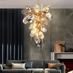 Novel Glass Ceiling Chandeliers for Staircase Creative Hanging Lamp for Ceiling Post-modern Designer Home Decor Light Lustre