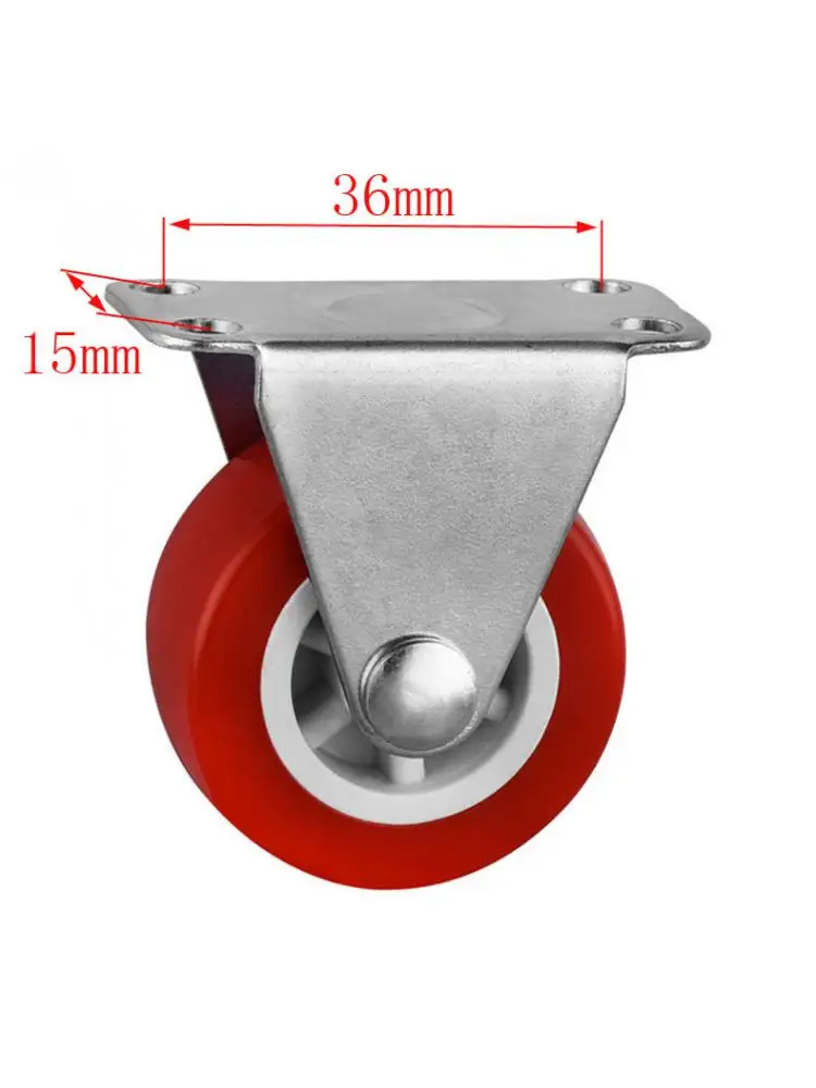 4 Pcs /Lot 1.5 Inch Casters Red Pvc Flat Bottom Directional Mute Soft Rubber One-Way Wheel Light Plastic Furniture