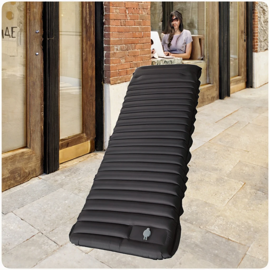 وسادة نوم خفيفة الوزن ومحمولة مخصصة من مادة البولي يوريثان الحراري، مضخة قدم متينة لمدة دقائقين، مقاومة للماء للتخييم