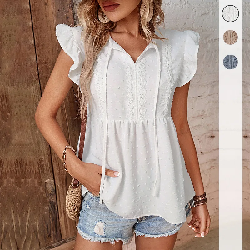 

Summer New Fashionable Women'S Ruffled White Shirt
