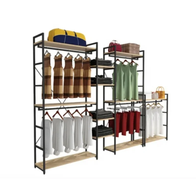 custom.Fashionable Floor Hanger Golden Clothes Rack Clothing Store Display Racks Ladies'shop