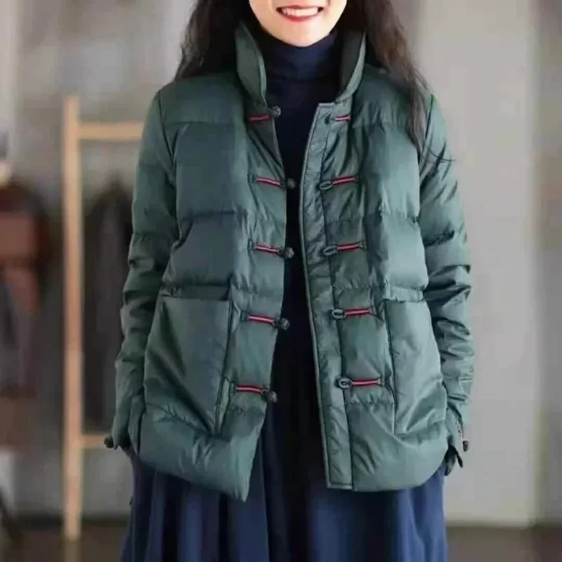 

Vintage Single-breasted Quilted Puffer Jacket Winter Warm Lightweight Parka Windproof Outerwear Winter ClothesTrends Coat New