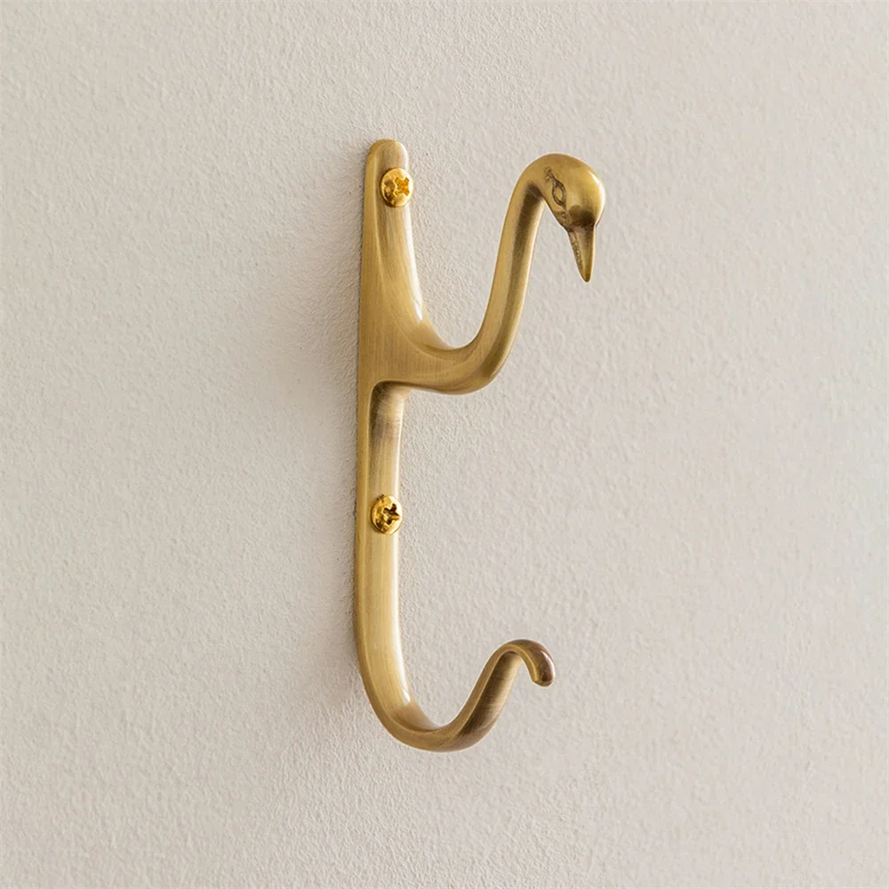 Creative Swan Brass Hook Home Decoration Bedroom Cloakroom Hanging Hook Nordic Style Hanging After Door Hanging 12cmx6.5cm Set