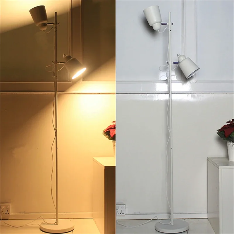 Imagem -05 - Minimalismo Lâmpada de Assoalho de Cabeça Dupla Interruptor Independente Suporte Ajustável Luz Sala Estar ao Lado do Sofá Decorativo Luz Chão