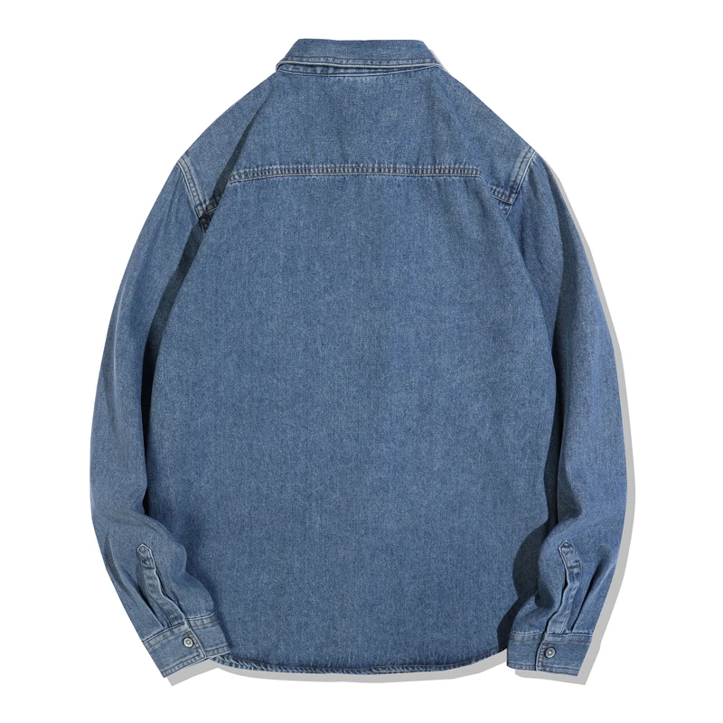 2025 ฤดูใบไม้ผลิฤดูใบไม้ร่วงมาถึงใหม่ผู้ชายอเมริกันVINTAGEล้างDENIMเสื้อ-Workwearเสื้อลําลองแขนยาวเสื้อ
