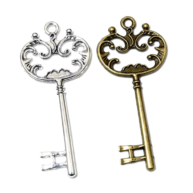 5pcs Charms Vintage Cute Key 68x30mm Antique Silver Color Bronze Plated Pendants Making